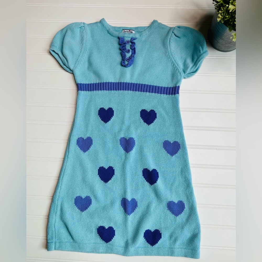Heartstrings blue dress with Purple Hearts